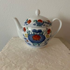 Vintage Hand Painted Lotus design William Sonoma tea pot.